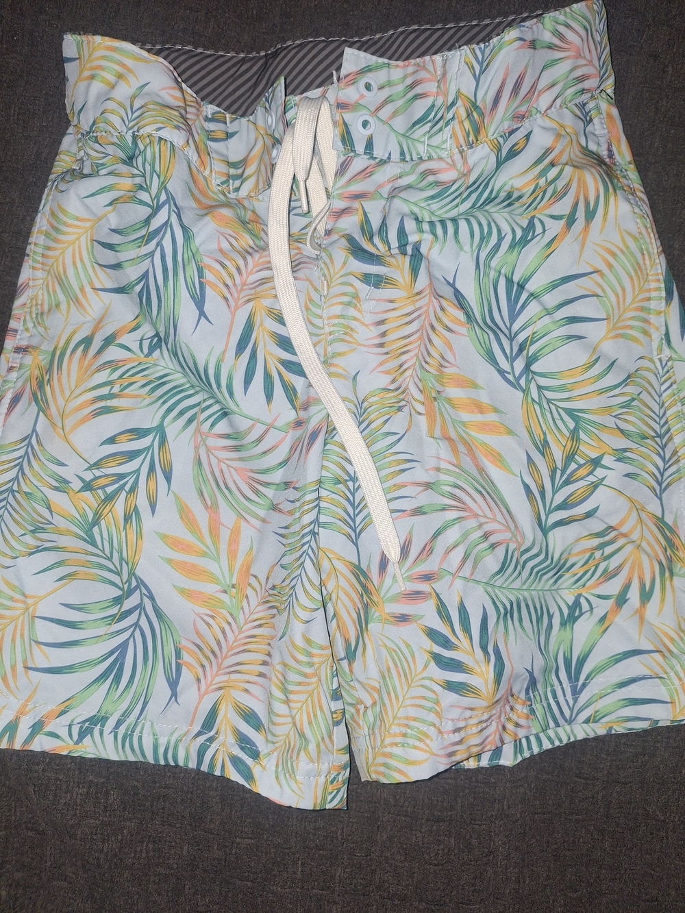 art class Boys' Tropical Leaf Swim Trunks - White with Green, Yellow, Pink, Blue